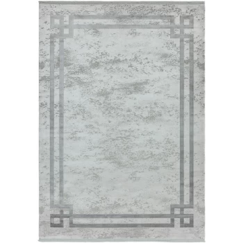 Olympia OL03 Silver Grey Border 120cm x 170cm Rectangle - Grey