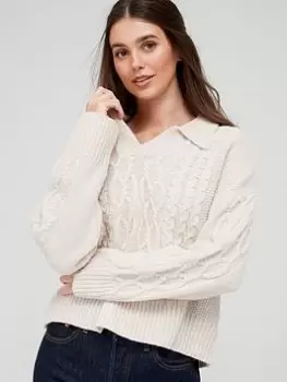 Levis Cable Knit Collared Jumper - Off White