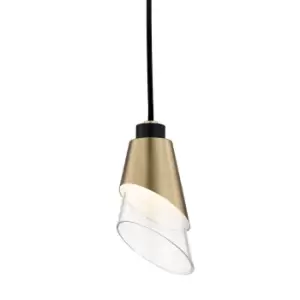 Angie 1 Light Pendant Brass, Black, Glass