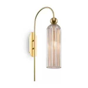 Maytoni Antic Modern Wall Lamp Gold, Glass Cognac Shade