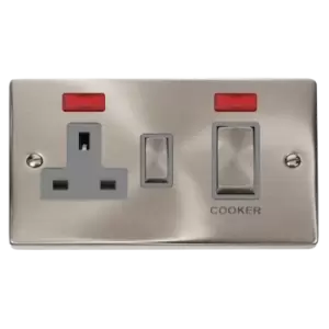 Click Scolmore Deco Ingot 45A Cooker Switch Unit with 13A 2 Pole Neon Switched Socket - VPSC505GY