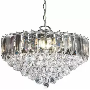 6 Light Chandelier Pendant Chrome Clear Shade Hanging Ceiling Feature Lamp Bulb