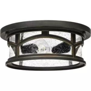 Outdoor IP44 1 Bulb Flush Light Low Ceiling Palladian Bronze LED E27 60W