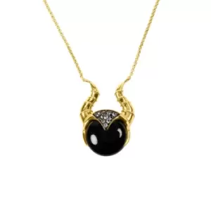 Disney Villains Maleficent Yellow Gold Plated Sterling Silver Cubic Zirconia and Black Onyx Necklace N903087YZML-18