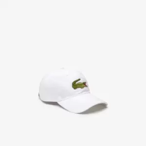 Lacoste Unisex Contrast Strap And Oversized Crocodile Cotton Cap Size Unique size White