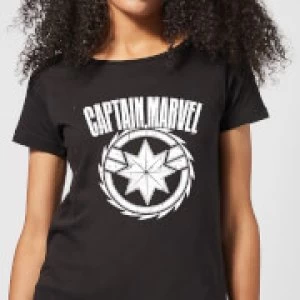 Captain Marvel Logo Womens T-Shirt - Black - S