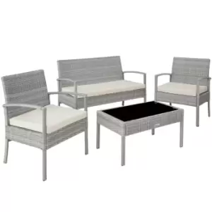 Tectake Sparta Rattan Garden Bench Set -light Grey