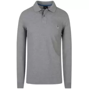 Paul Smith Long Sleeve Regular Fit Polo Shirt In Grey - Size L