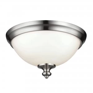 2 Light Flush Mount Ceiling Light Brushed Steel, E27