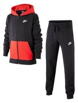 Nike NSW Older Boys Core Tracksuit - Black Red Size L, 12-13 Years