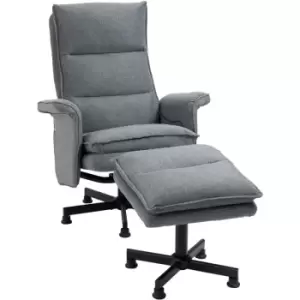 HOMCOM Swivel Recliner Chair w/Footstool Massage Points Remote Control Grey - Grey