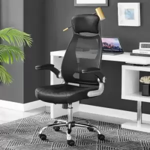 Parker Black Faux Leather High Mesh Back Adjustable Height And Arm Wheeled Computer Desk Office Gaming Swivel Chair