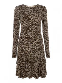 Michael Kors Leopard flounce dress Camel