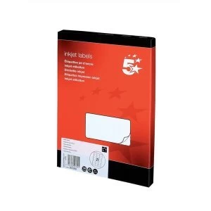 5 Star Office Addressing Labels Inkjet 21 per Sheet 63.5x38.1mm White 2100 Labels