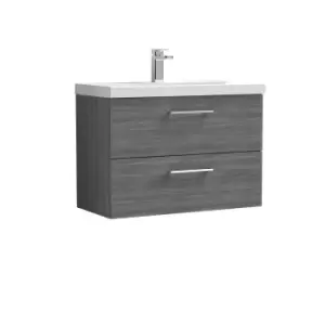 Nuie Arno 800mm Wall Hung 2 Drawer Vanity & Basin 3 Anthracite