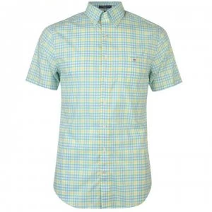 Gant Short Sleeved Gingham Shirt Mens - Green 355