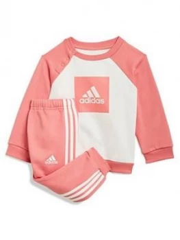 Adidas Infant 3 Stripe Logo Jogger Set - Pink/White