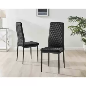 Furniture Box 6X Milan Kitchen Dining Chair Black Velvet Black Legs