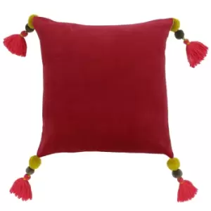 Paoletti Poonam Polyester Filled Cushion Cotton Pomegranate/Lemon Curry