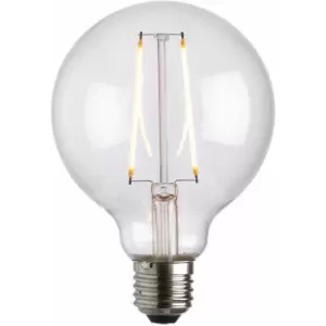 Loops - 95mm globe LED Filament Light Bulb clear glass E27 Screw 2W Warm White Lamp