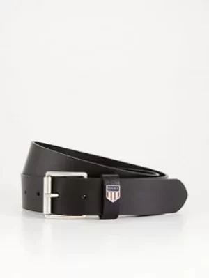 Gant Retro Shield Leather Belt, Black, Size 90 Cms, Men