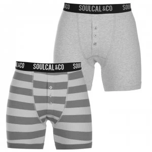 SoulCal 2 Pack of Boxers - GreyMarl/Stripe