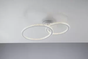 Bryant Integrated LED 2 Circular Crystal Semi Flush Ceiling Light, 4000K