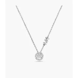 Michael Kors Womens Kors Mk Sterling Cz Pendant Necklace - Silver