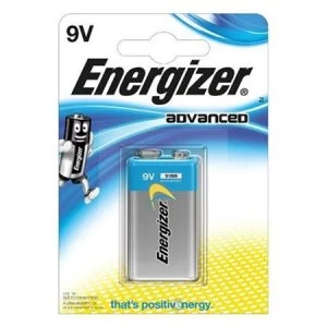 Energizer Advanced 9V Alkaline Battery Pack of 1 Battery