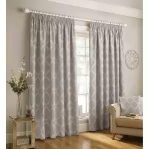 Paoletti Olivia Pencil Pleat Curtains (90in x 54in) (Grey)