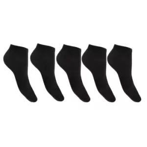 Floso Womens/Ladies Trainer Socks (Pack Of 5) (UK 4-7 EUR 37-41) (Black)