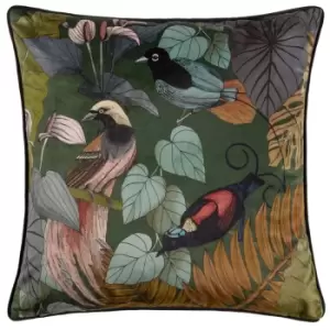 Moriyo Piped Velvet Cushion Emerald, Emerald / 50 x 50cm / Polyester Filled