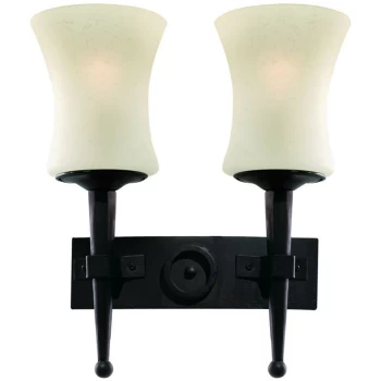 Searchlight Cartwheel - 2 Light Indoor Wall Light Black with Scavo Glass, E27