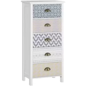 Homcom - Chest of Drawers, 5 Drawer Unit Storage Chest Bedroom Living Room