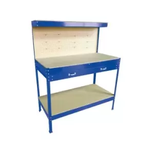 KMS - SwitZer Steel Garage Workbench With Drawers Pegboard Blue