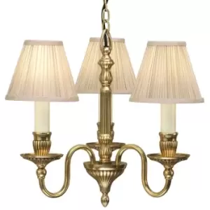 Opulent Hanging Ceiling Pendant Light Solid Brass Beige Shades 3 Lamp Chandelier