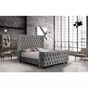 Harmony Upholstered Beds - Plush Velvet, Double Size Frame, Grey - Grey