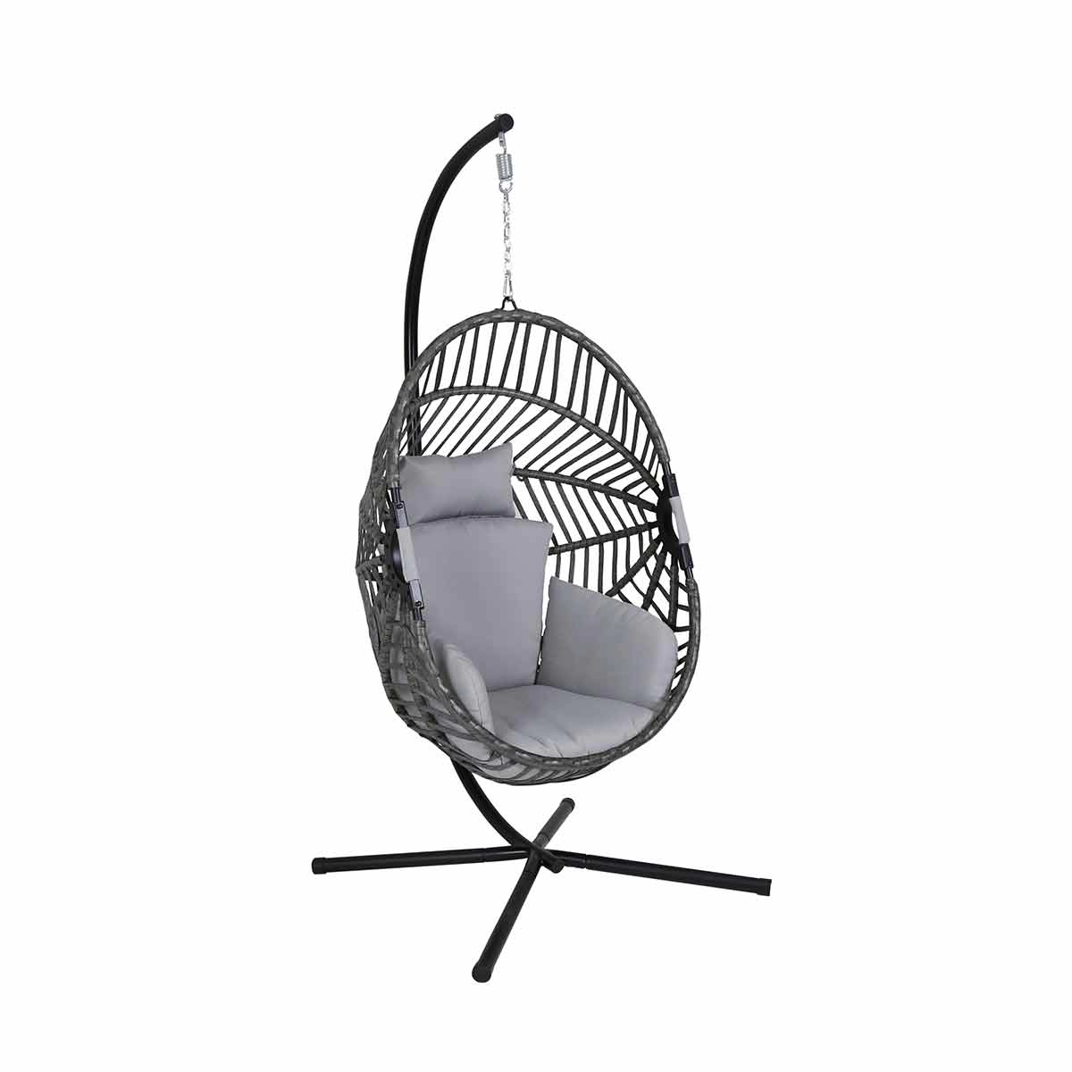 Charles Bentley Rattan Egg Chair Grey Steel