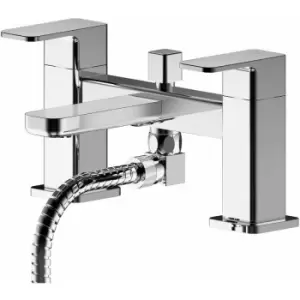 Windon Pillar Mounted Bath Shower Mixer Tap with Shower Kit - Chrome - Nuie