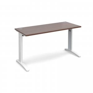 TR10 Straight Desk 1400mm x 600mm - White Frame Walnut Top