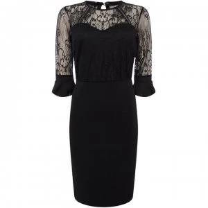 Sistaglam loves Jessica Lace flare sleeve bodycon - Black