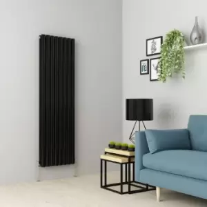 Norden 1600 x 473mm Black Double Oval Tube Vertical Radiator