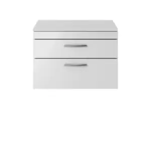 Nuie Athena 800 Wall Hung 2-drawer Vanity & Worktop - Gloss Grey Mist