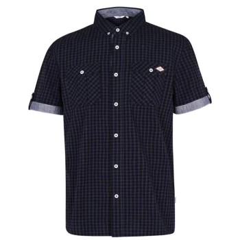 Lee Cooper Short Sleeve Gingham Shirt Mens - Blue