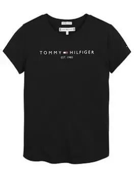 Tommy Hilfiger Girls Essential Short Sleeve T-Shirt - Black Size Age: 10 Years, Women