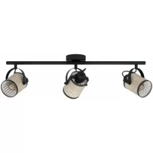 Adjustable 3 Bulb Ceiling Spotlight Black Round Shade 40W E27 Kitchen Island