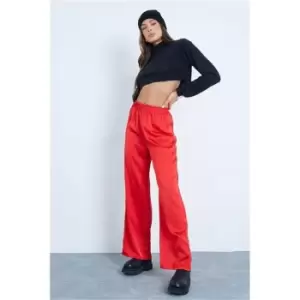 I Saw It First Red Satin Wide Leg Trousers - Red