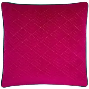 Deco Velvet Cushion Fuchsia/Jade