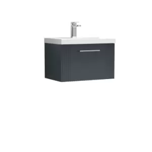 Nuie Deco 600mm Wall Hung Single Drawer Vanity & Basin 1 - Satin Anthracite