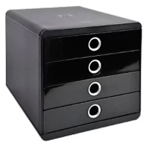 Exacompta Drawer Unit with 4 Drawers Pop-Box Plastic Black, Silver 27.8 x 34.7 x 26.7 cm